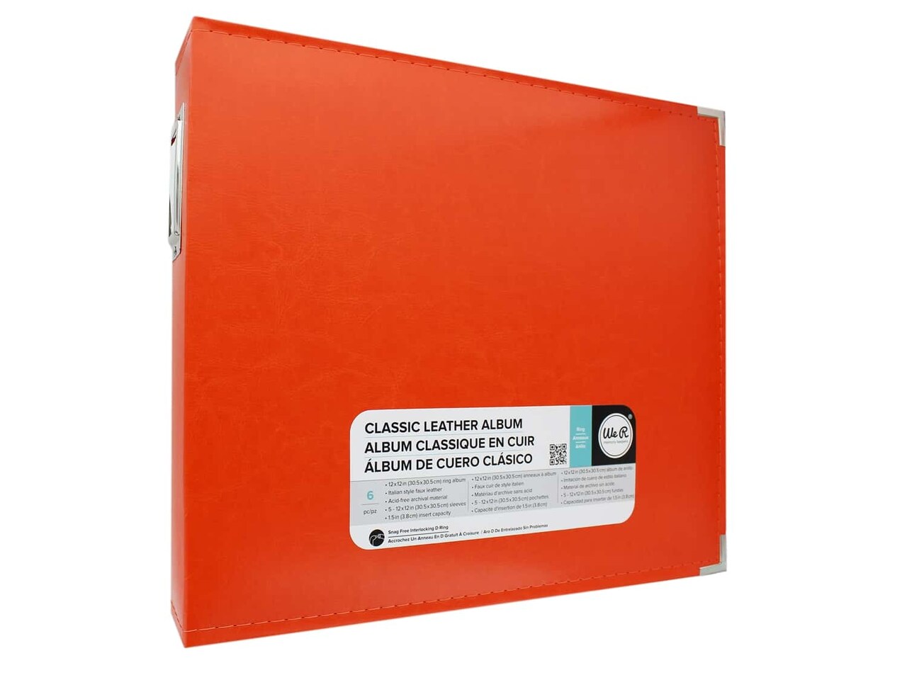 We R Memory Keepers Classic Leather 3-Ring Album - 12 x 12 in. - Orange Soda